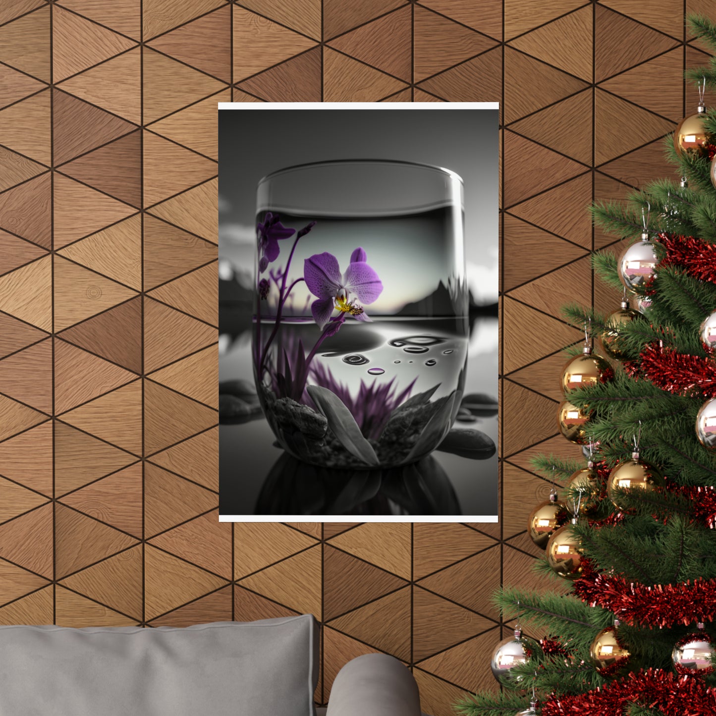 Premium Matte Vertical Posters Purple Orchid Glass vase 2