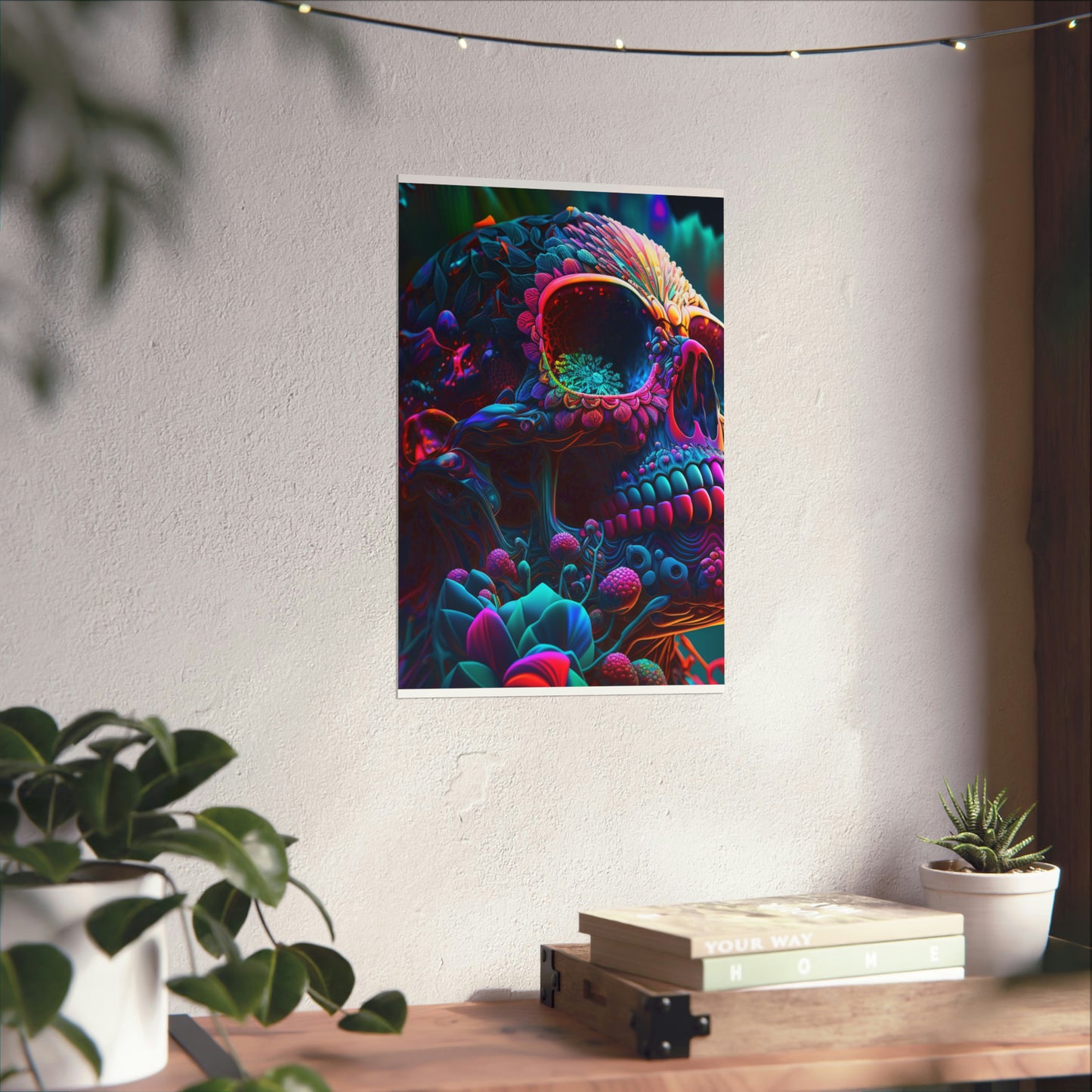 Premium Matte Vertical Posters Florescent Skull Death 3