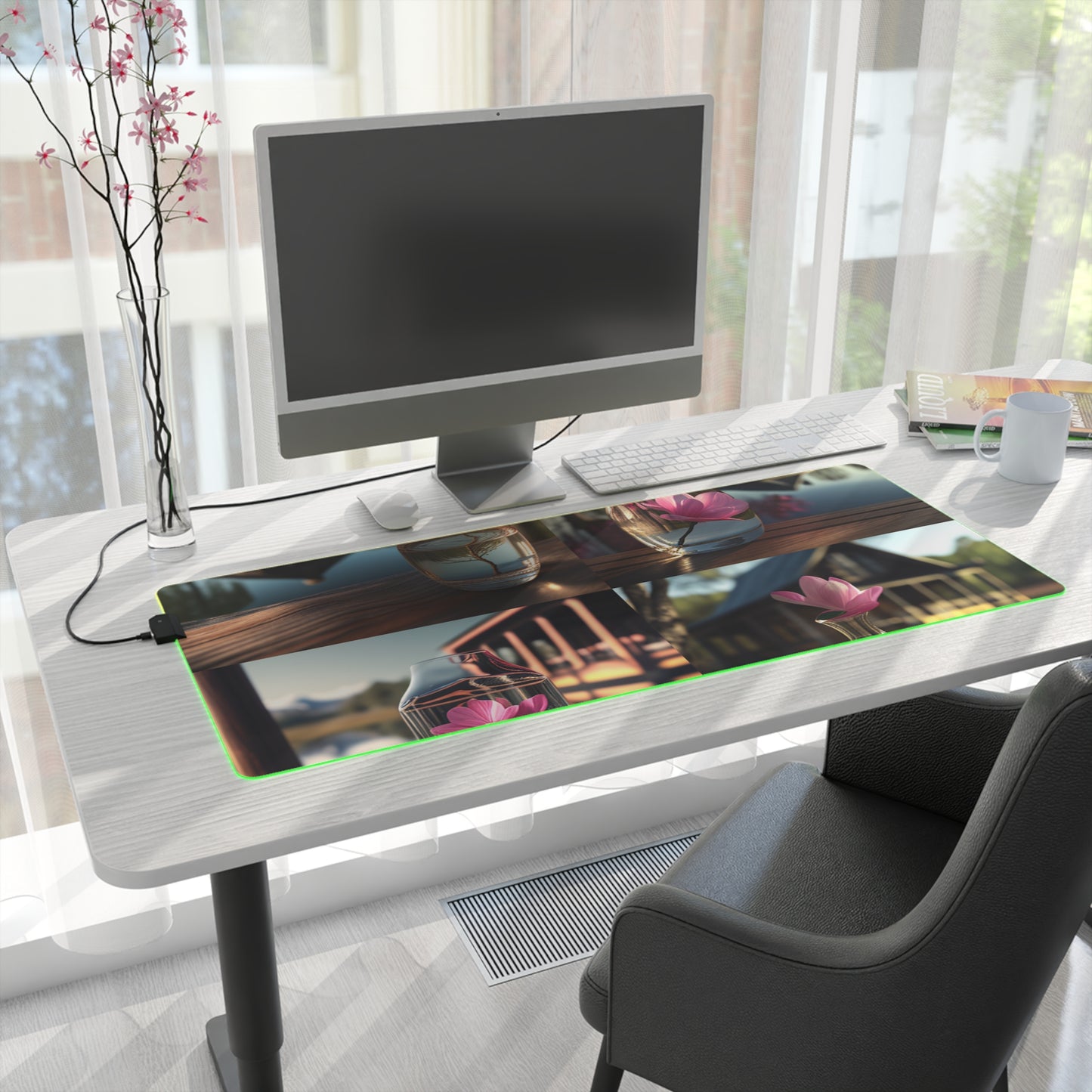 LED Gaming Mouse Pad Magnolia in a Glass vase 5