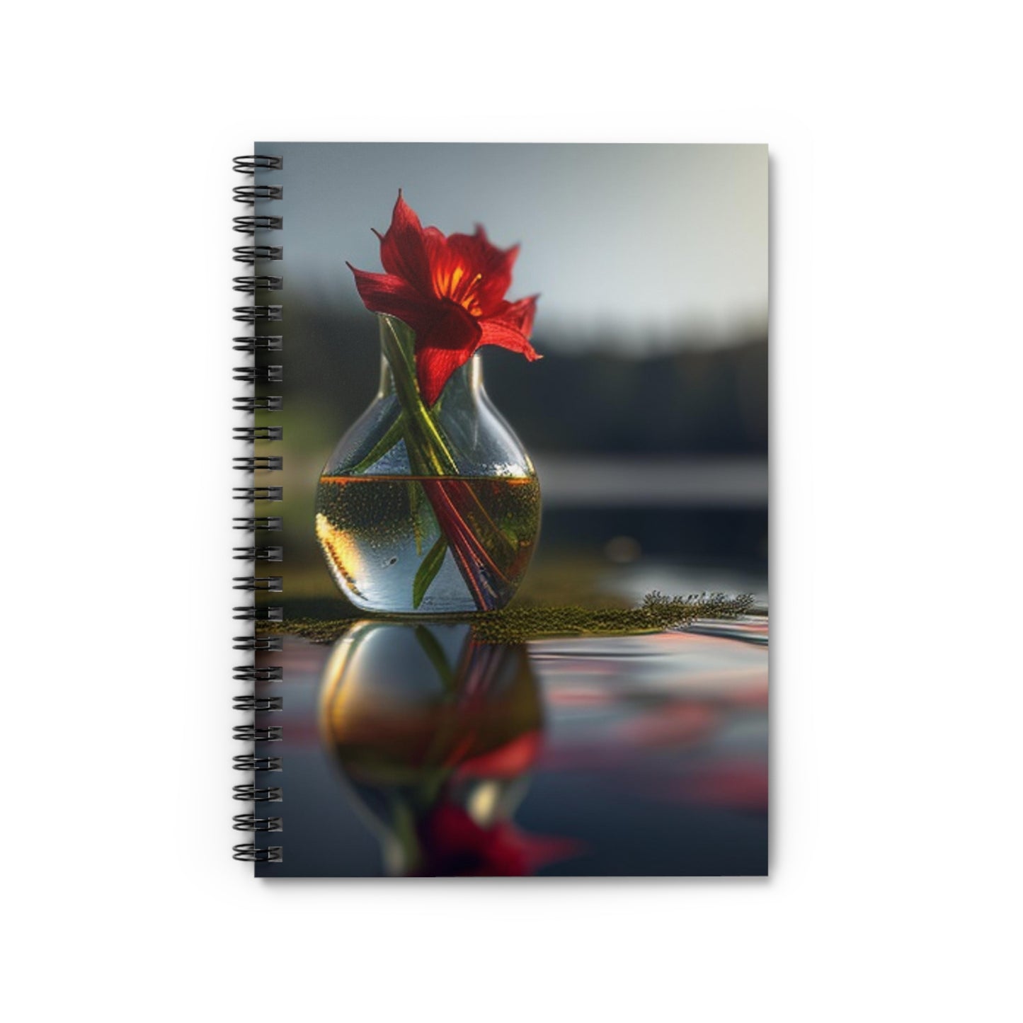 Spiral Notebook - Ruled Line Red Lily in a Glass vase 3