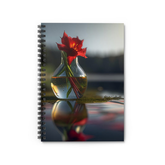 Spiral Notebook - Ruled Line Red Lily in a Glass vase 3