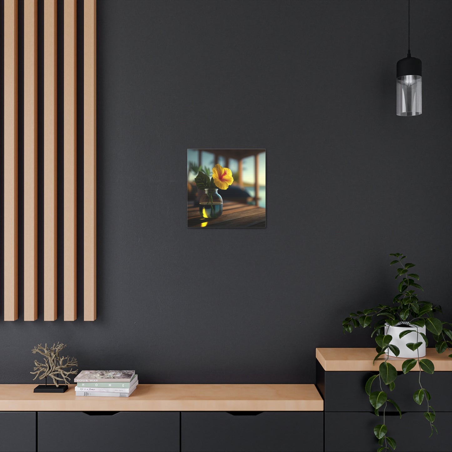 Canvas Gallery Wraps Yellow Hibiscus Wood 2