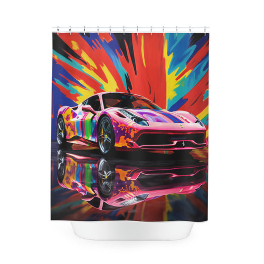 Polyester Shower Curtain Hyper Colorfull Ferrari 3