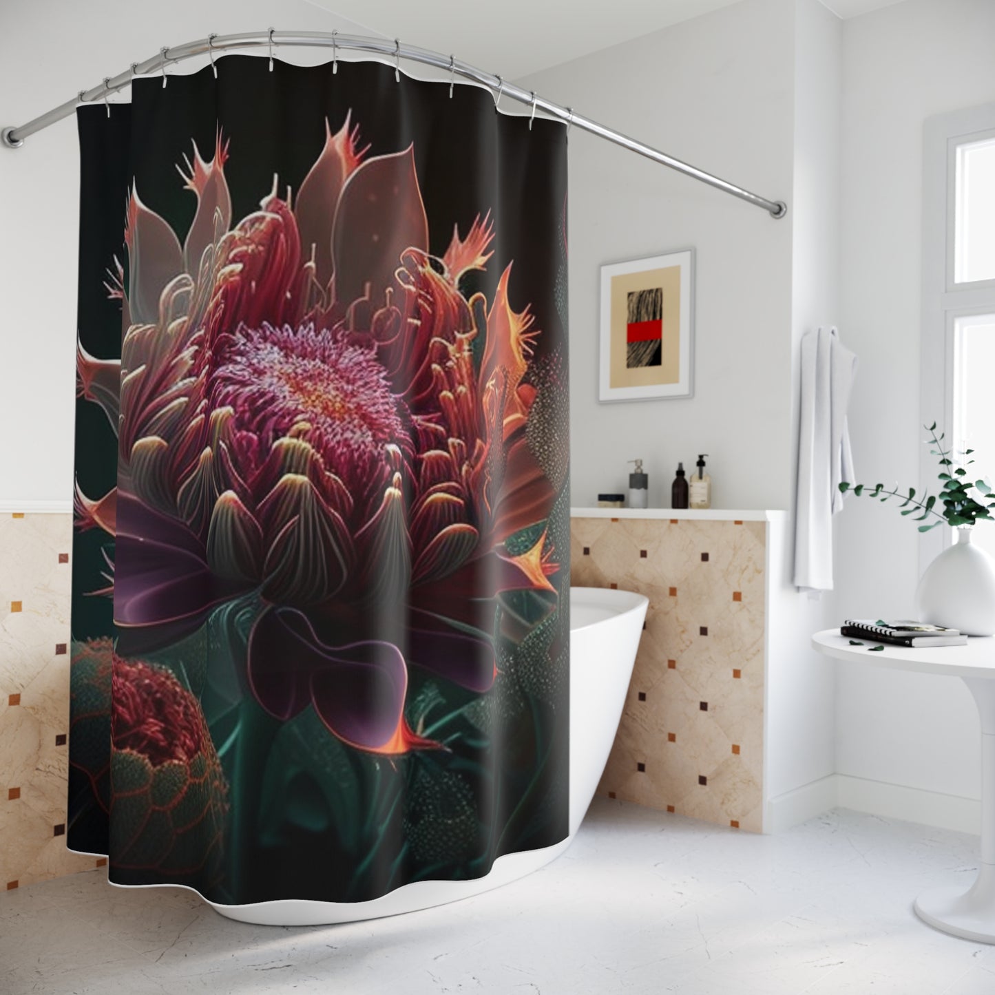 Polyester Shower Curtain Flower Arangment 1