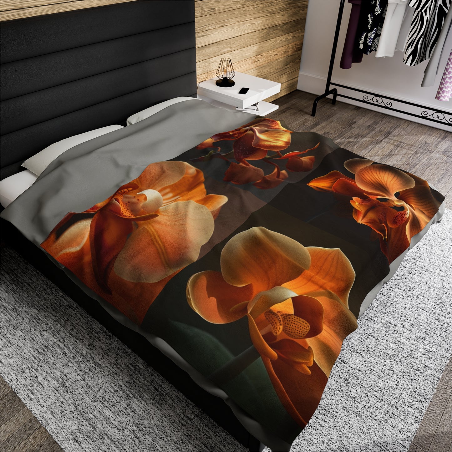 Velveteen Plush Blanket Orange Orchid 5