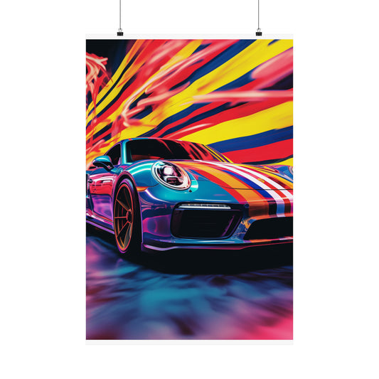 Premium Matte Vertical Posters Macro American Flag Porsche 2