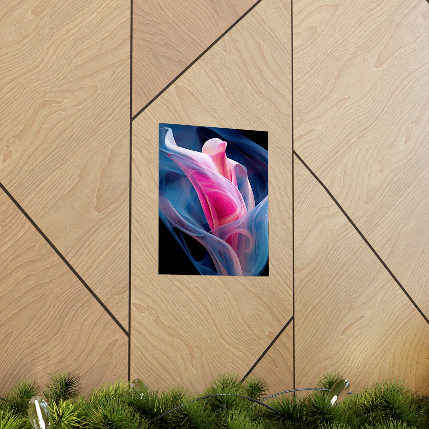 Premium Matte Vertical Posters Pink & Blue Tulip Rose 3