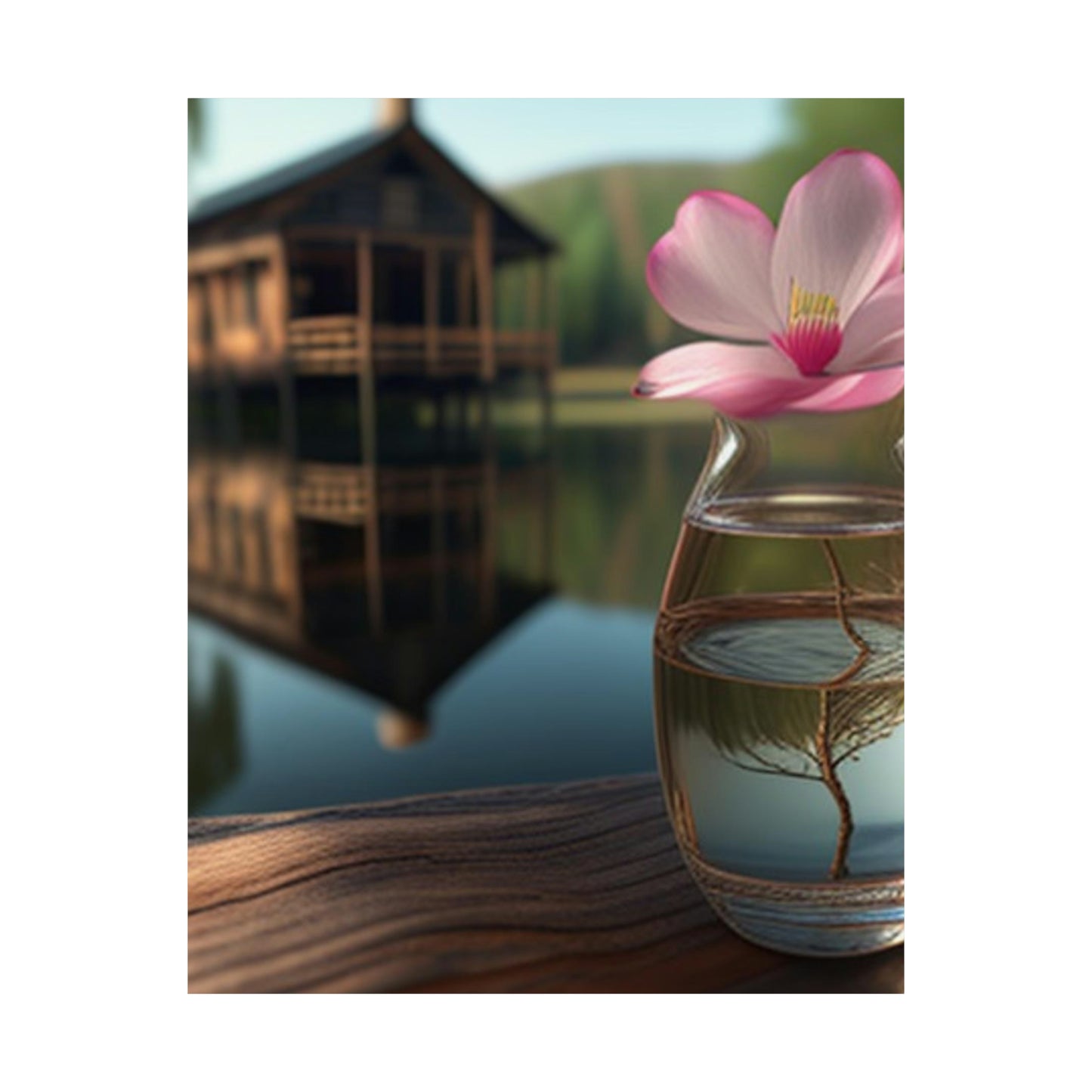 Premium Matte Vertical Posters Magnolia in a Glass vase 1