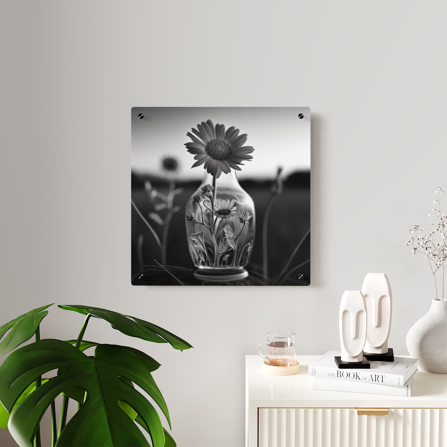 Acrylic Wall Art Panels Yellw Sunflower in a vase 2