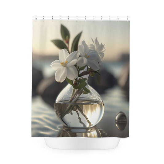 Polyester Shower Curtain Jasmine glass vase 1