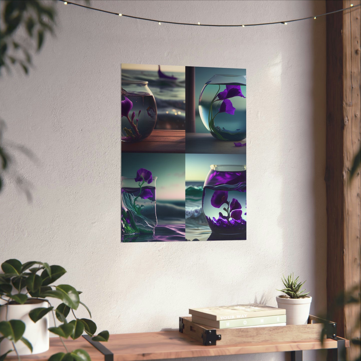 Premium Matte Vertical Posters Purple Sweet pea in a vase 5