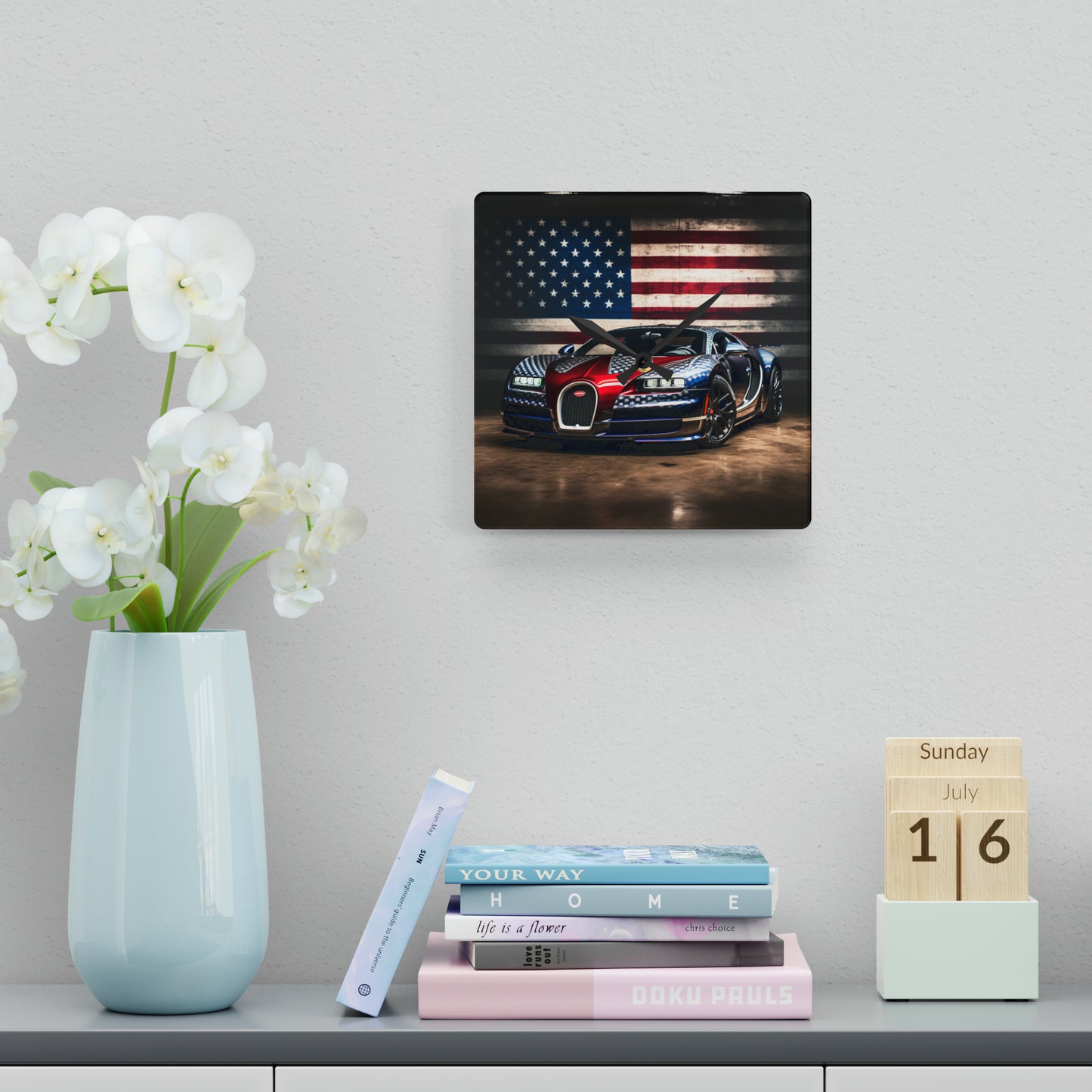 Acrylic Wall Clock Bugatti American Flag 1