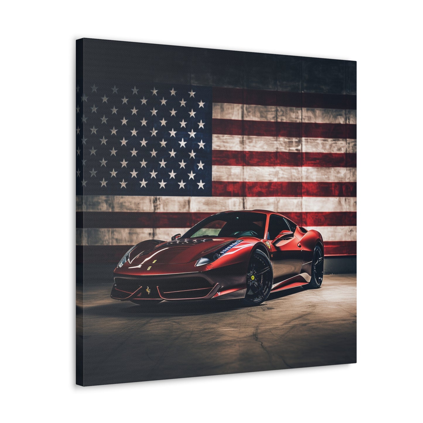 Canvas Gallery Wraps American Flag Background Ferrari 4