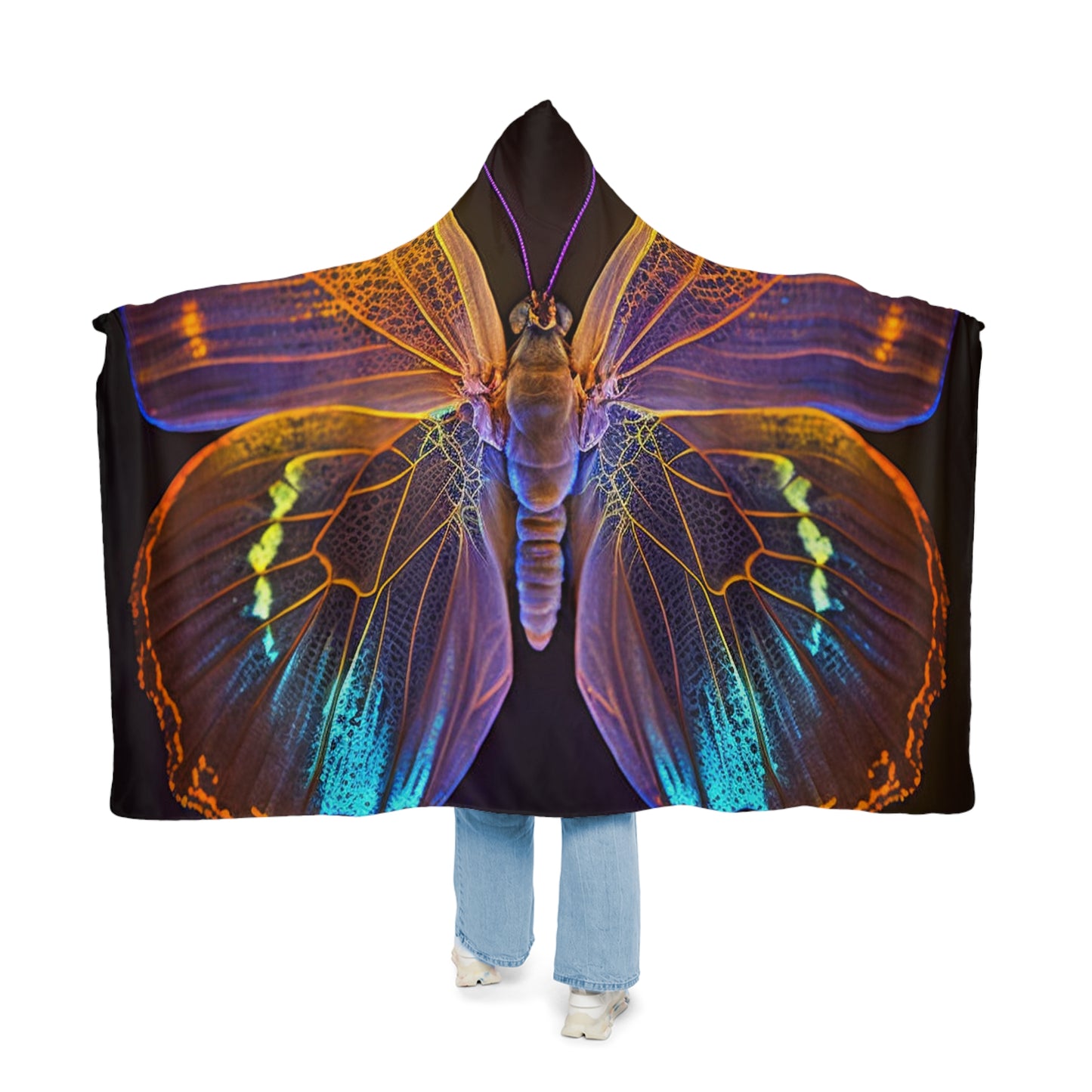 Snuggle Hooded Blanket Neon Butterfly Flair 2