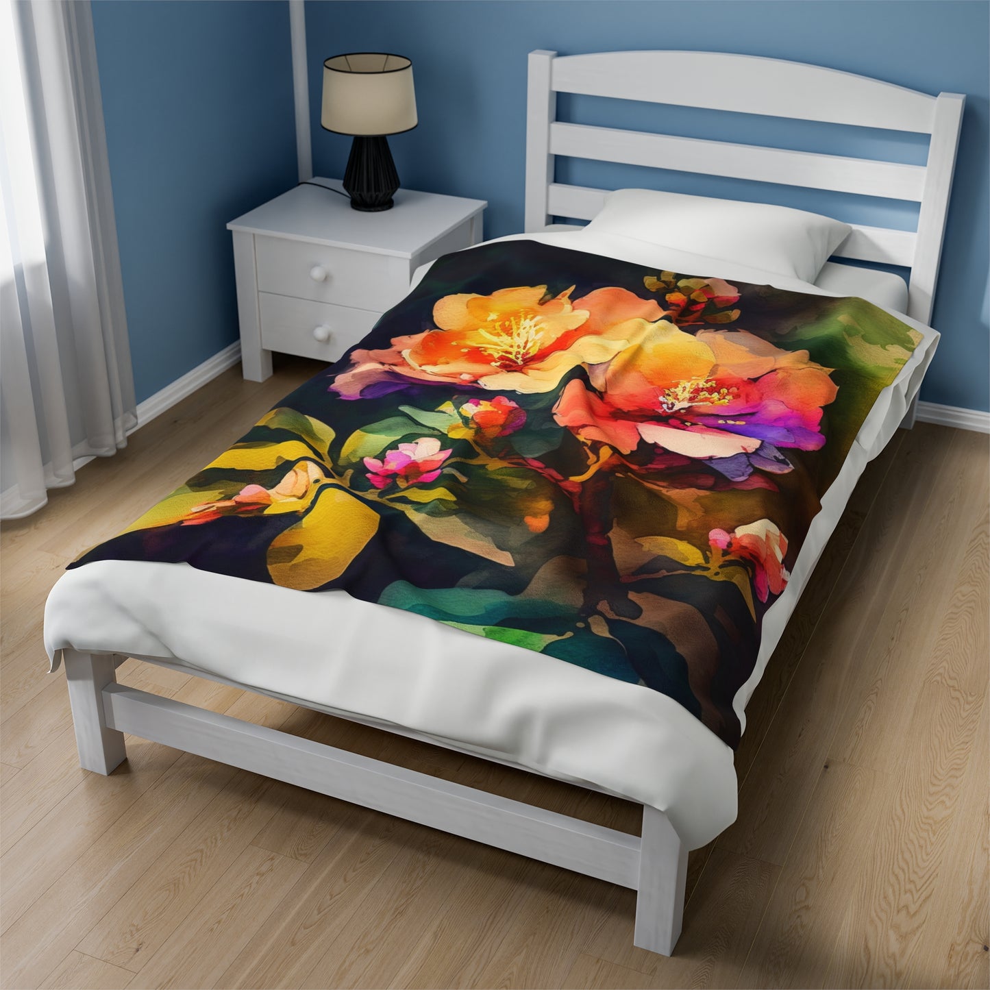 Velveteen Plush Blanket Bright Spring Flowers 2