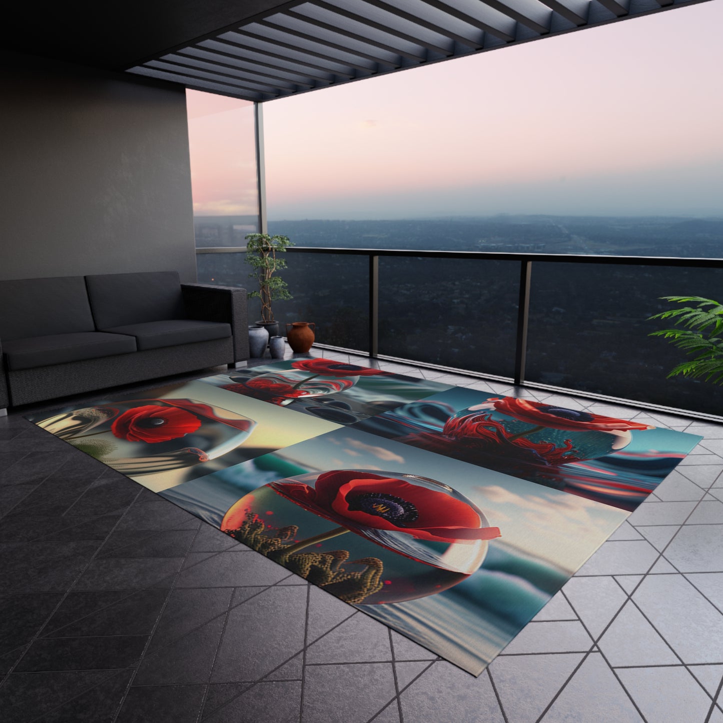 Outdoor Rug  Red Anemone in a Vase 5