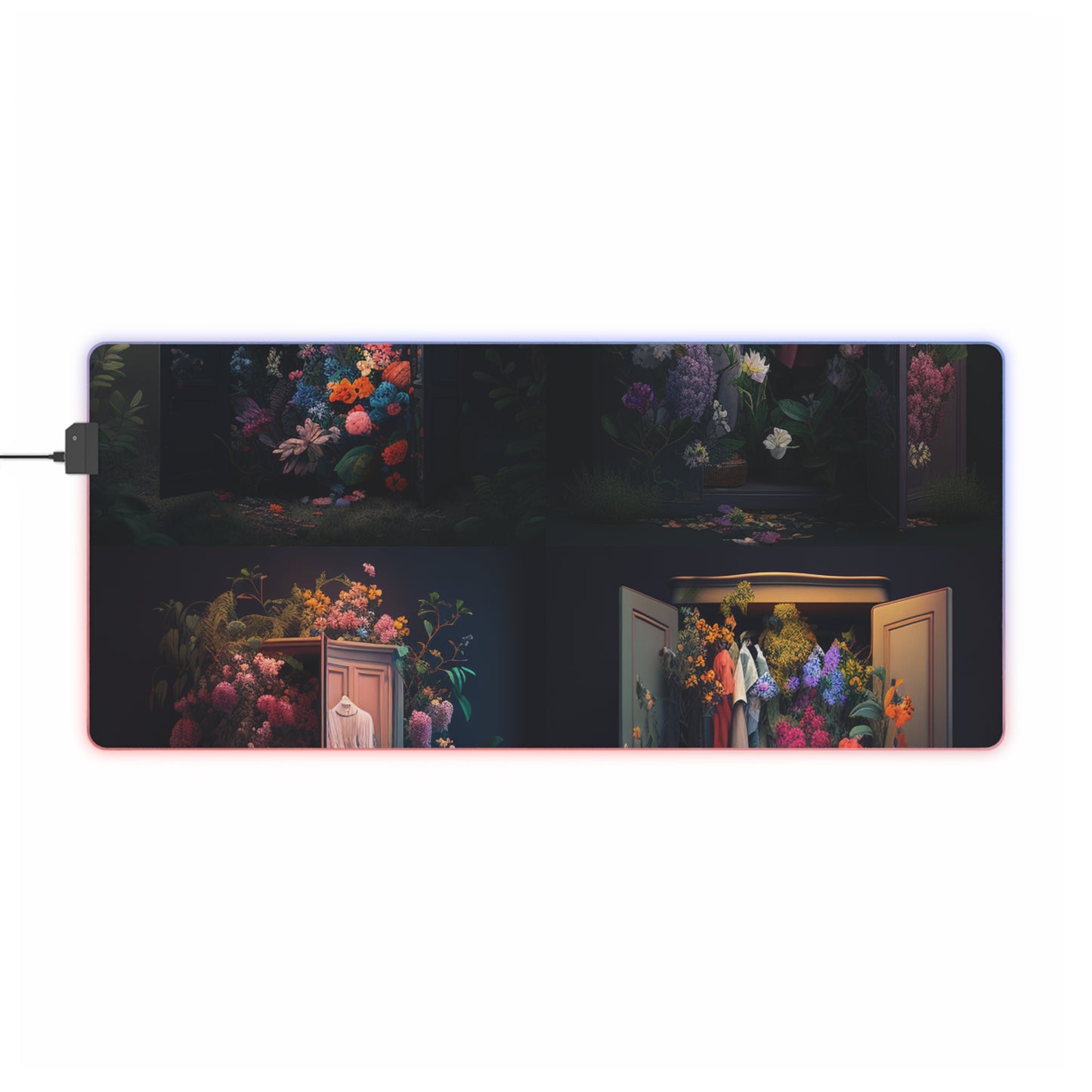 LED Gaming Mouse Pad A Wardrobe Surrounded by Flowers 5