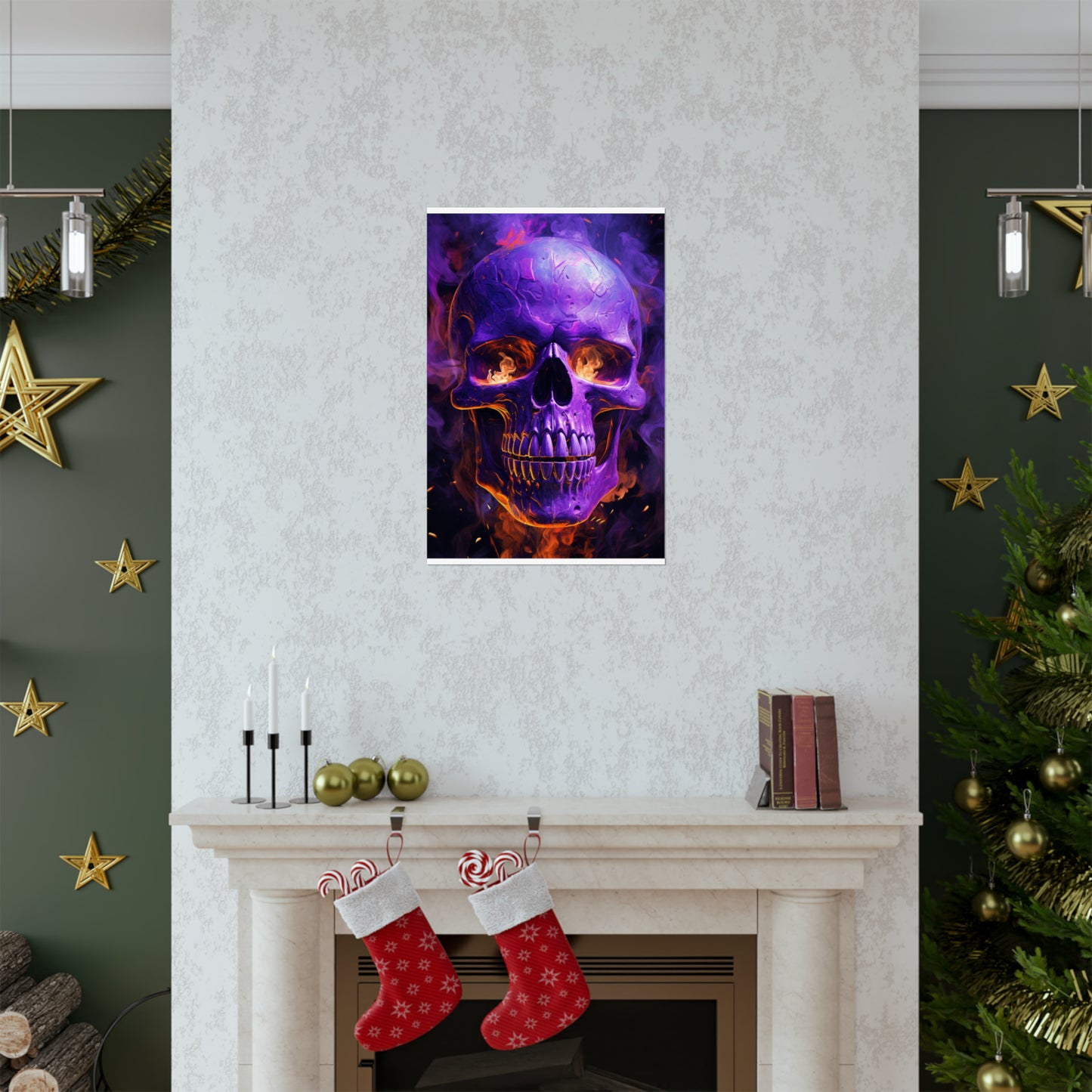 Premium Matte Vertical Posters Skull Flames 1