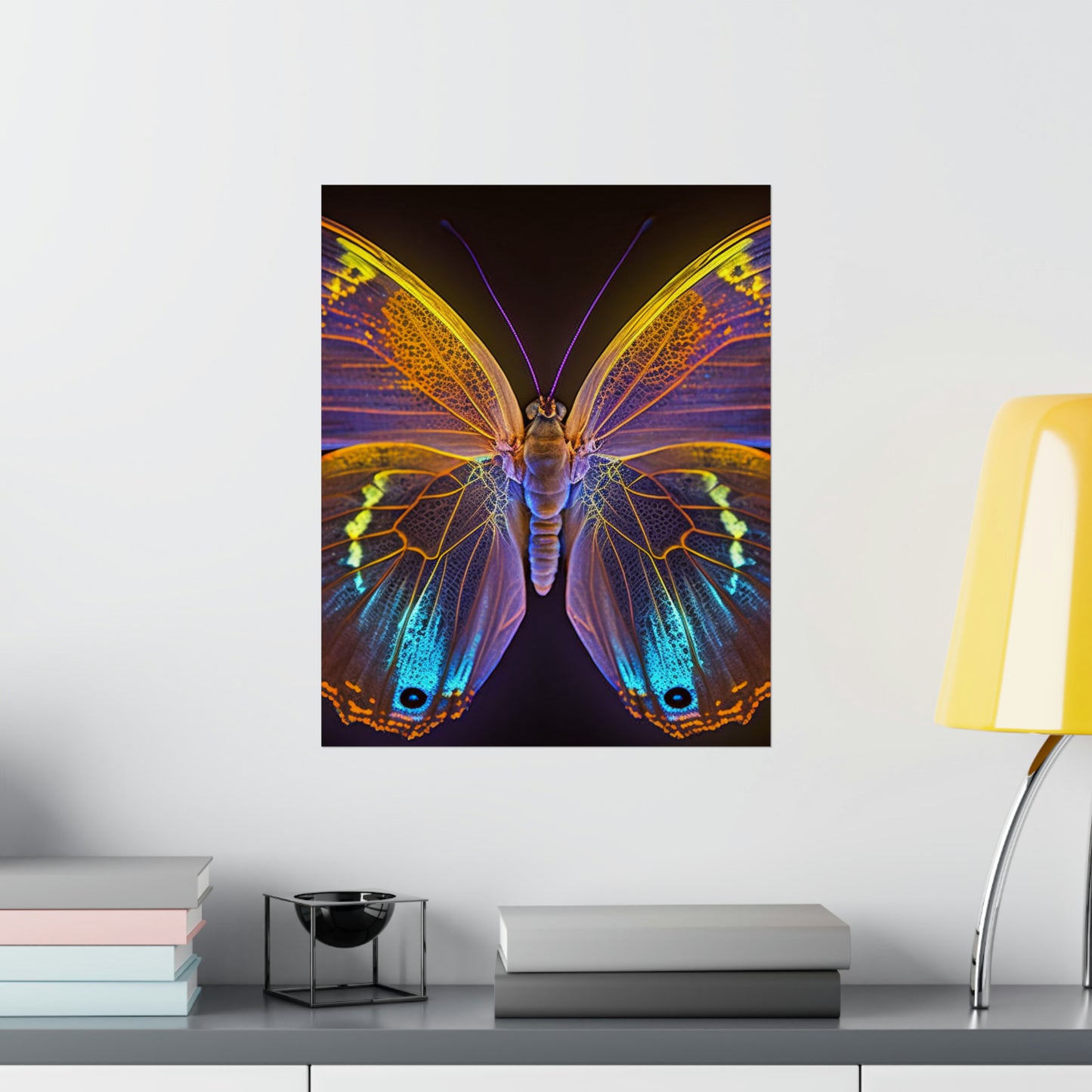 Premium Matte Vertical Posters Neon Butterfly Flair 2