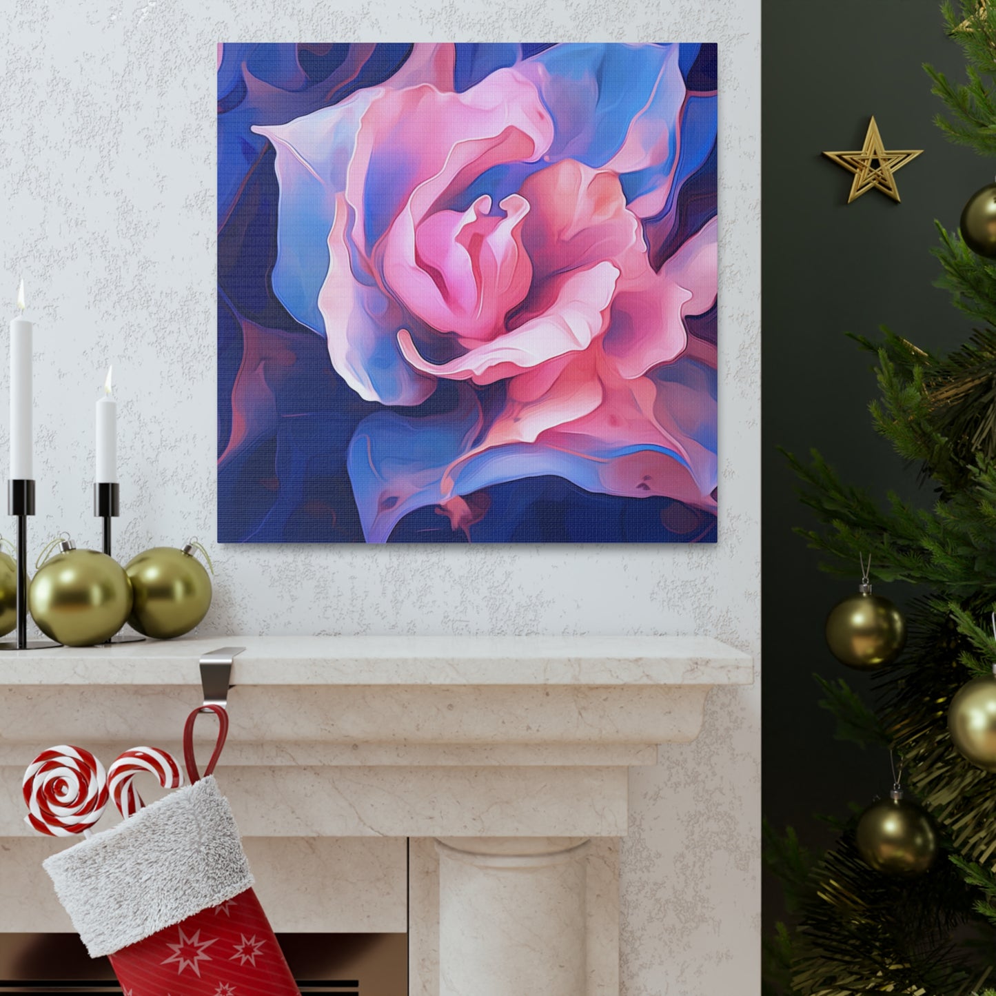 Canvas Gallery Wraps Pink & Blue Tulip Rose 1