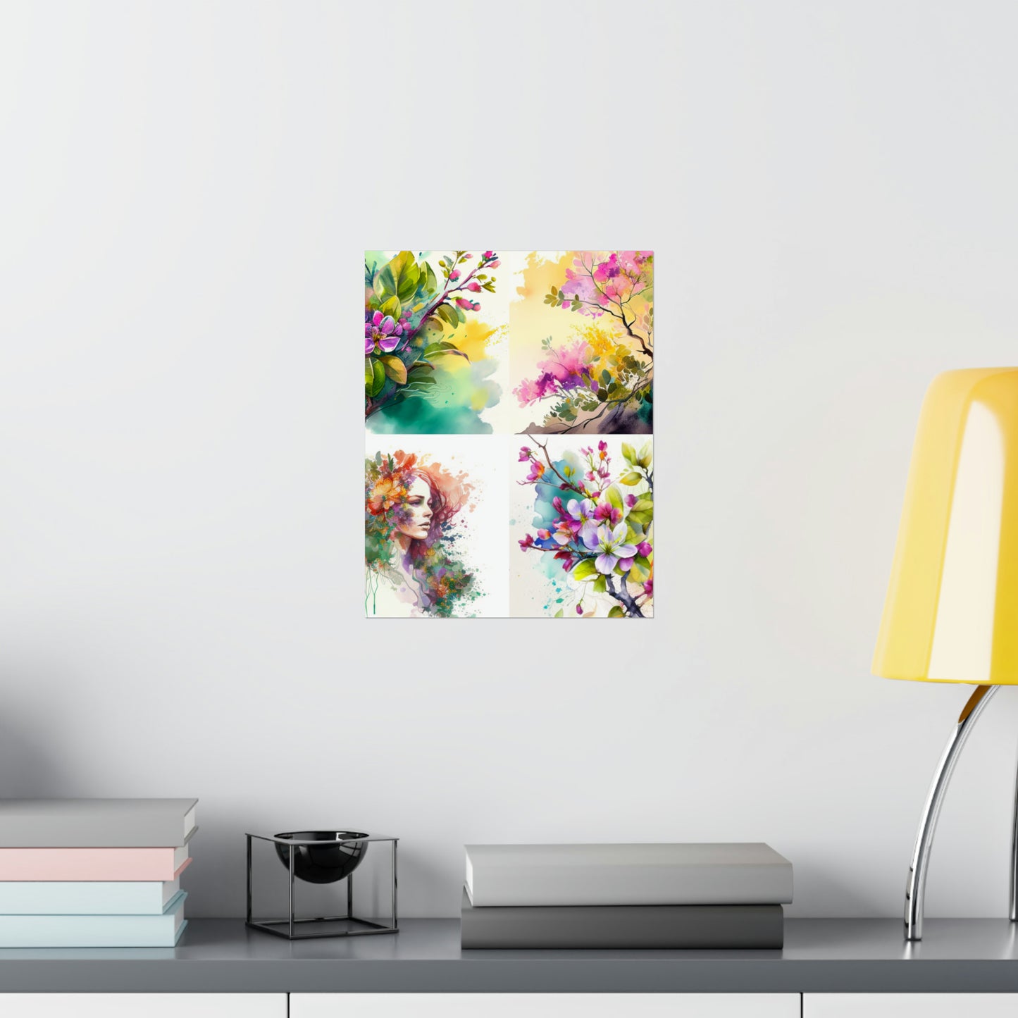 Premium Matte Vertical Posters Mother Nature Bright Spring Colors Realistic Watercolor 5