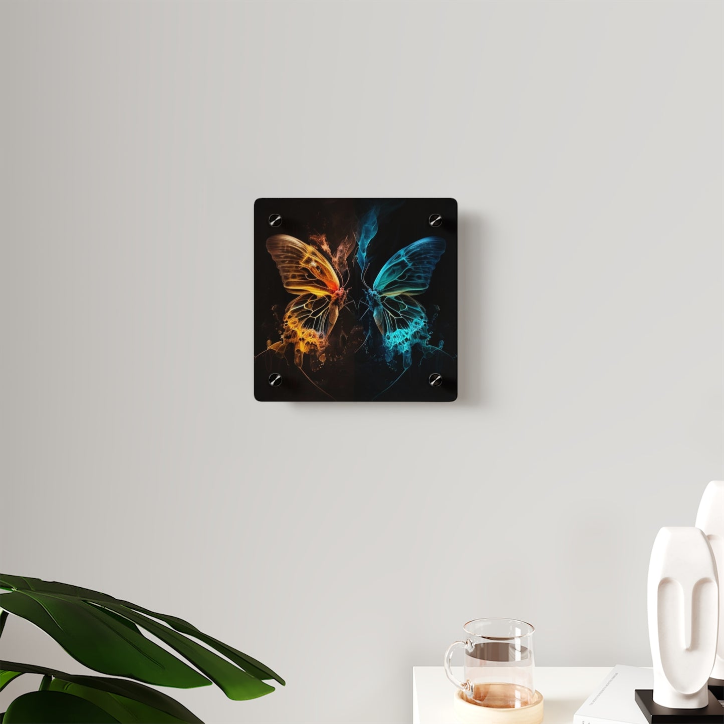 Acrylic Wall Art Panels Kiss Neon Butterfly 3