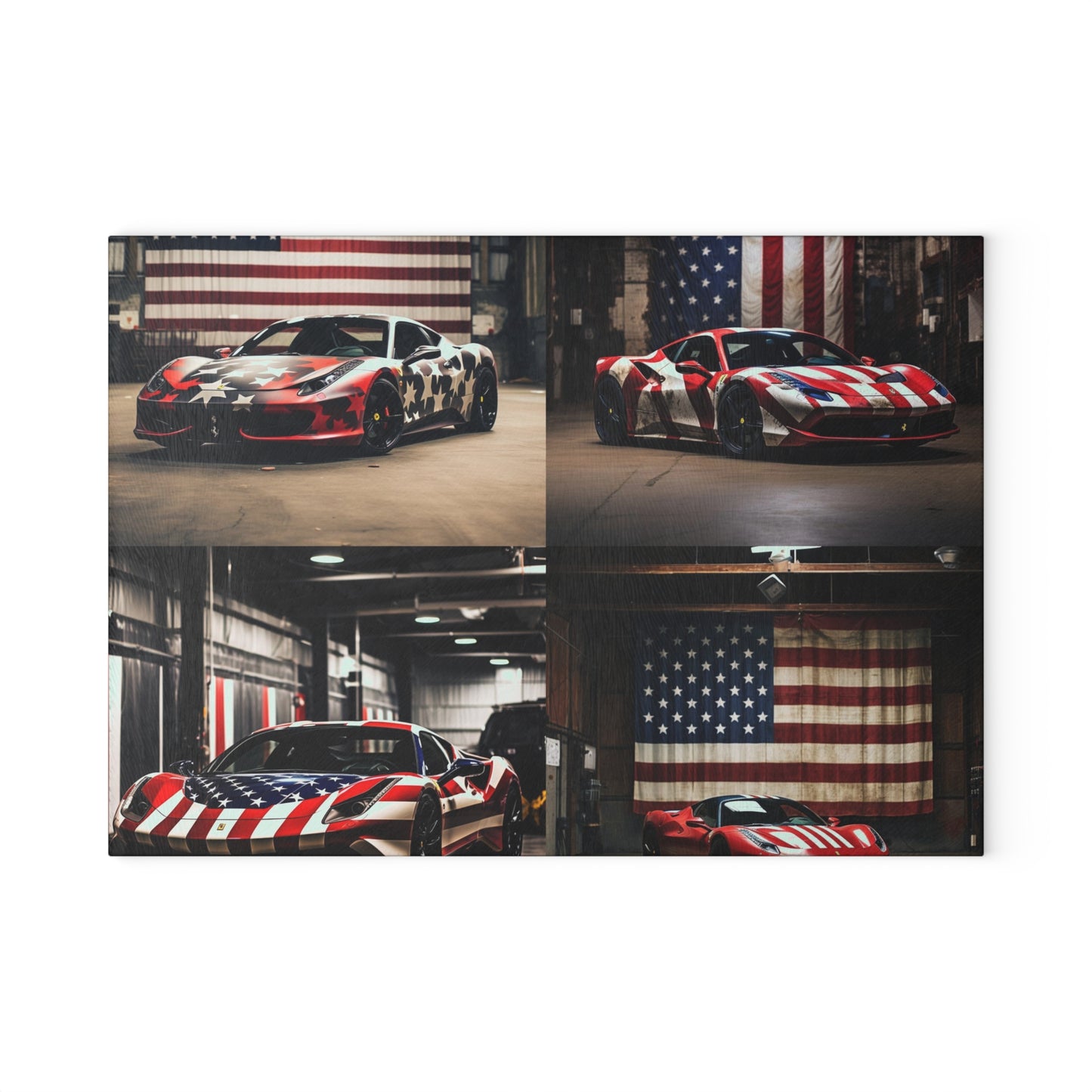 Glass Cutting Board American Flag Farrari 5