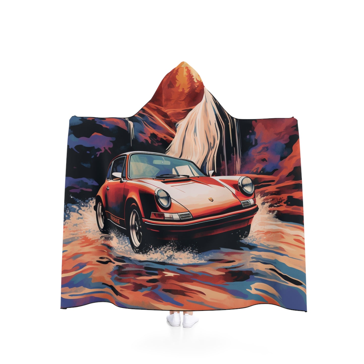 Hooded Blanket American Flag Porsche Abstract 4