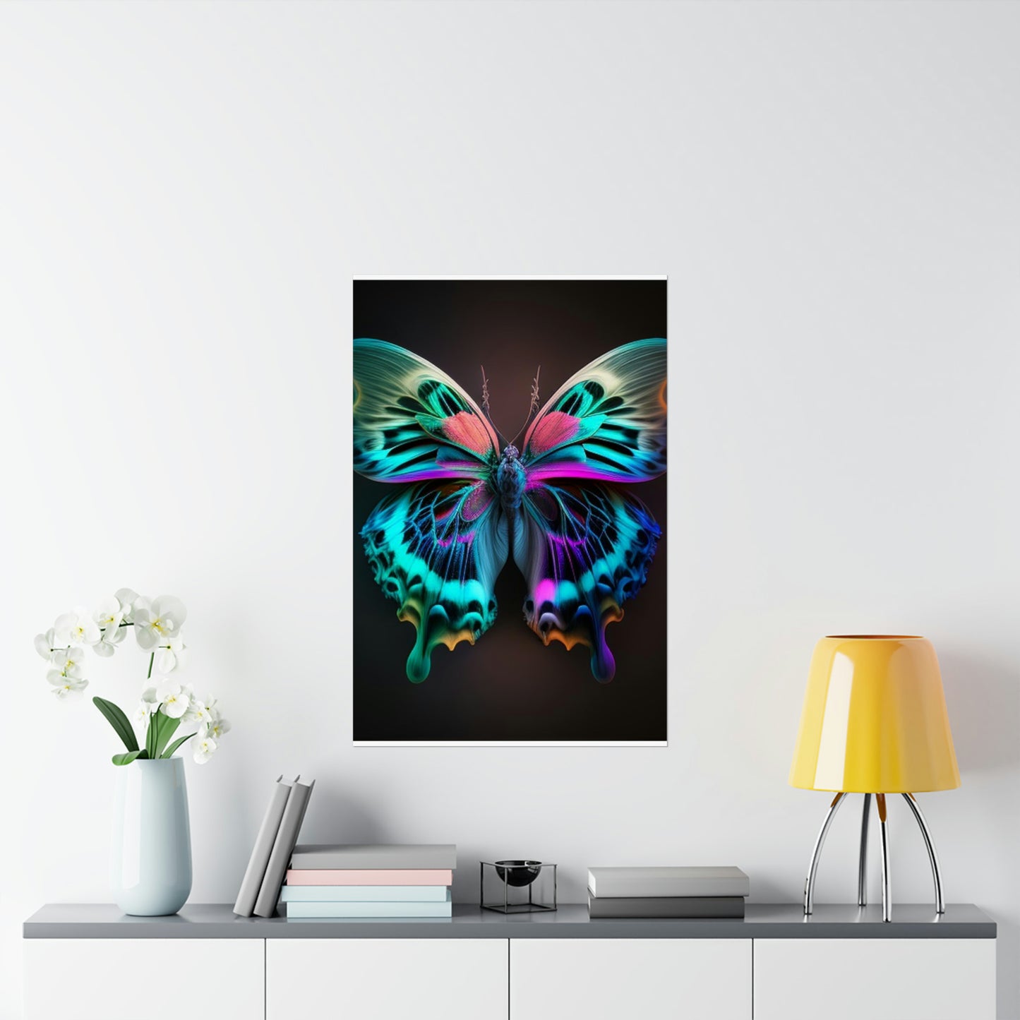 Premium Matte Vertical Posters Neon Butterfly Fusion 1