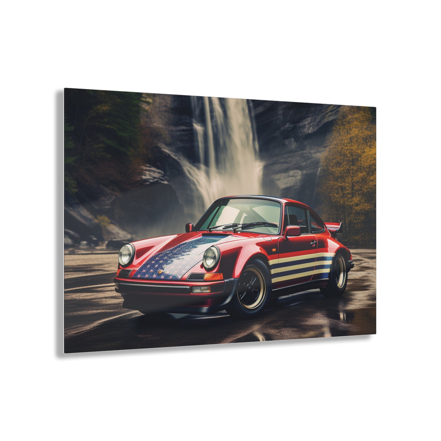 Acrylic Prints American Flag Porsche Abstract 1