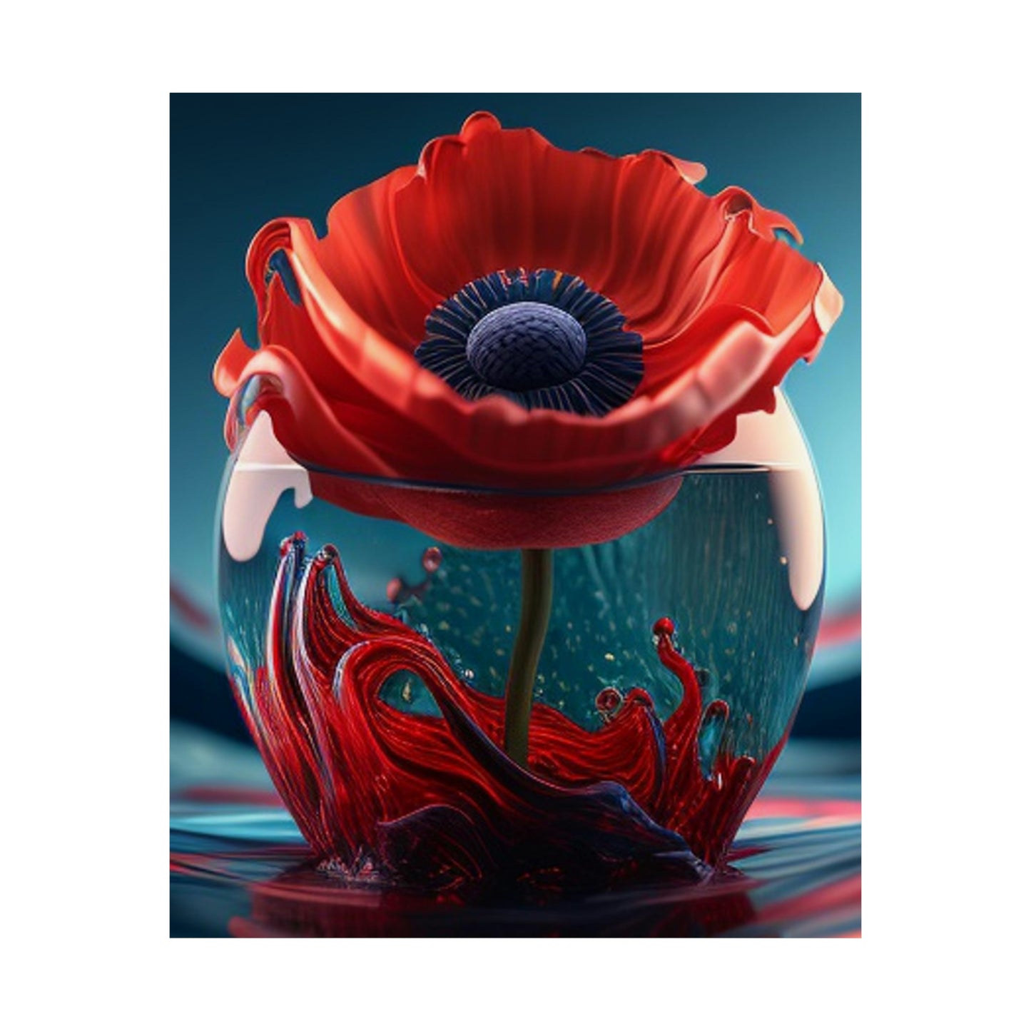 Premium Matte Vertical Posters Red Anemone in a Vase 2