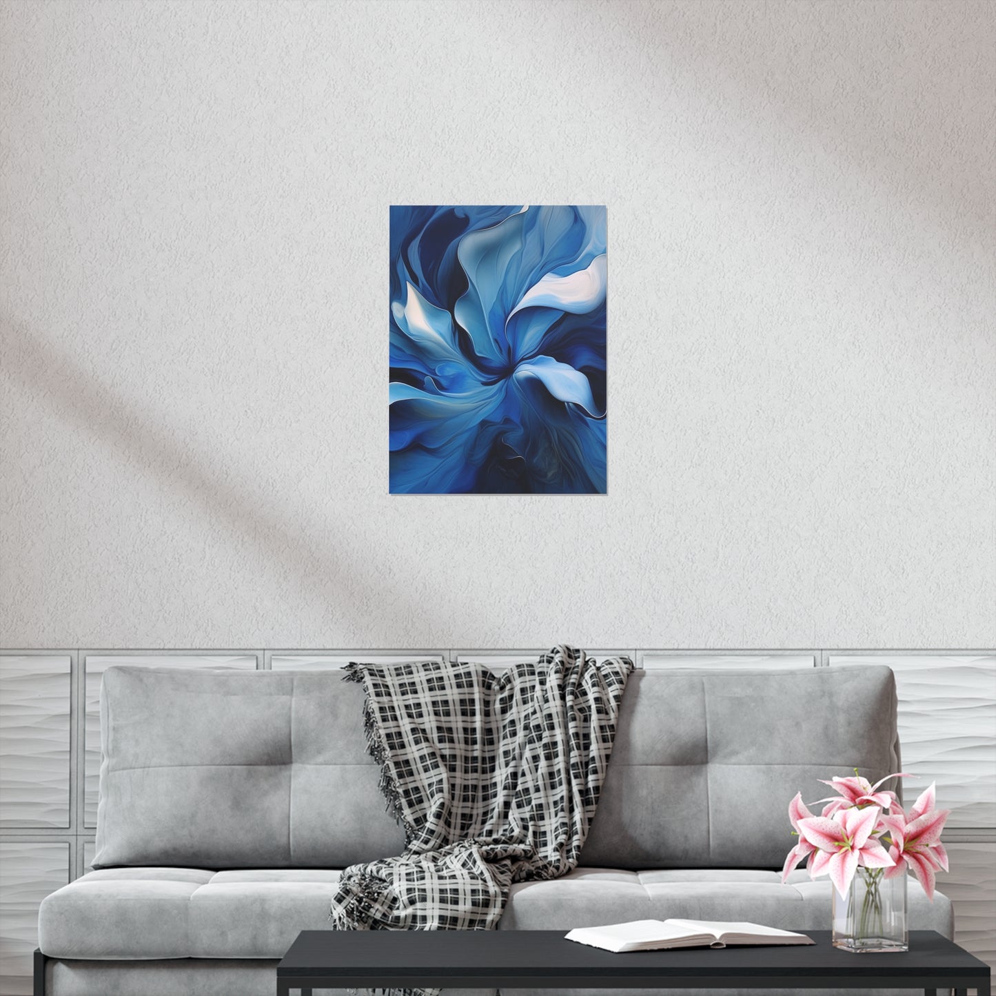 Premium Matte Vertical Posters Abstract Blue Tulip 4