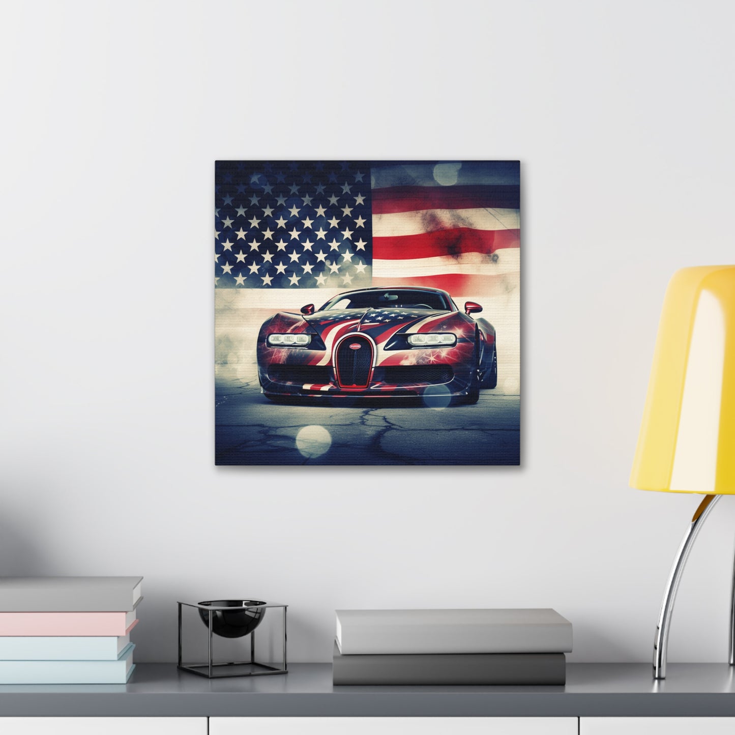 Canvas Gallery Wraps Abstract American Flag Background Bugatti 1