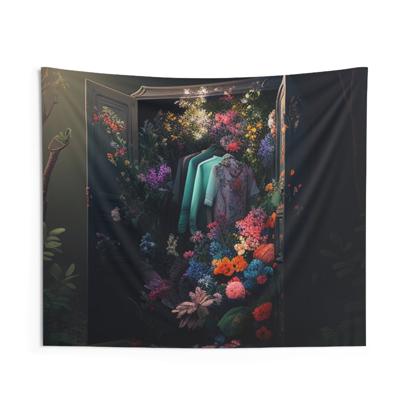 Indoor Wall Tapestries A Wardrobe Surrounded by Flowers 1