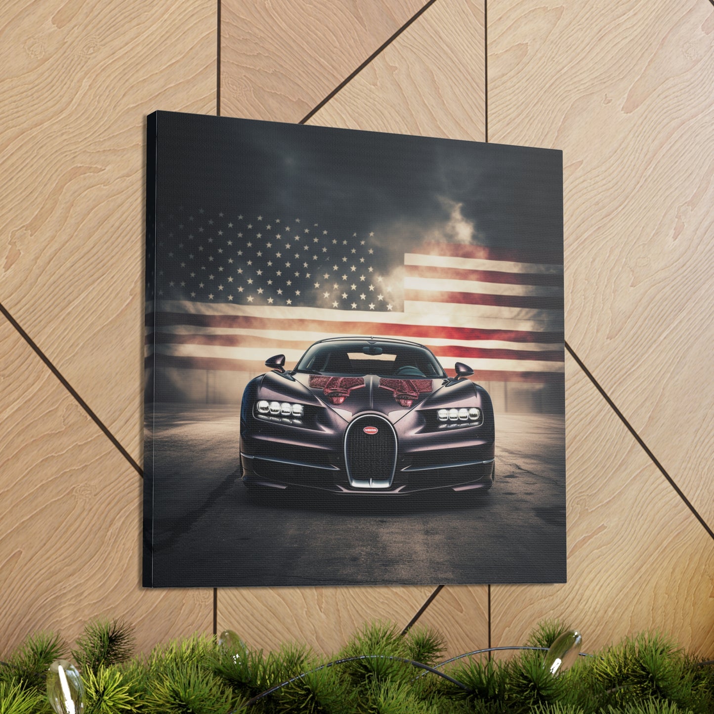 Canvas Gallery Wraps American Flag Background Bugatti 2