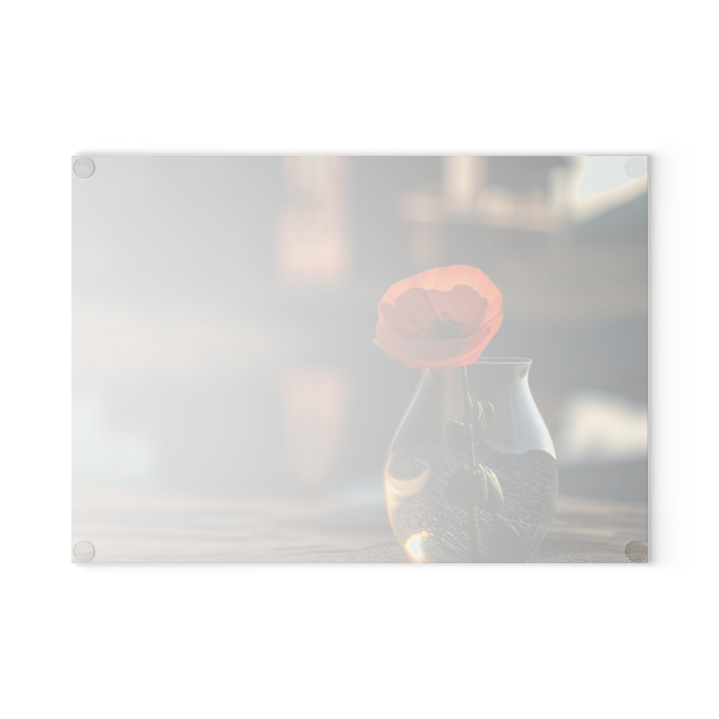 Glass Cutting Board Orange Poppy in a Vase 4
