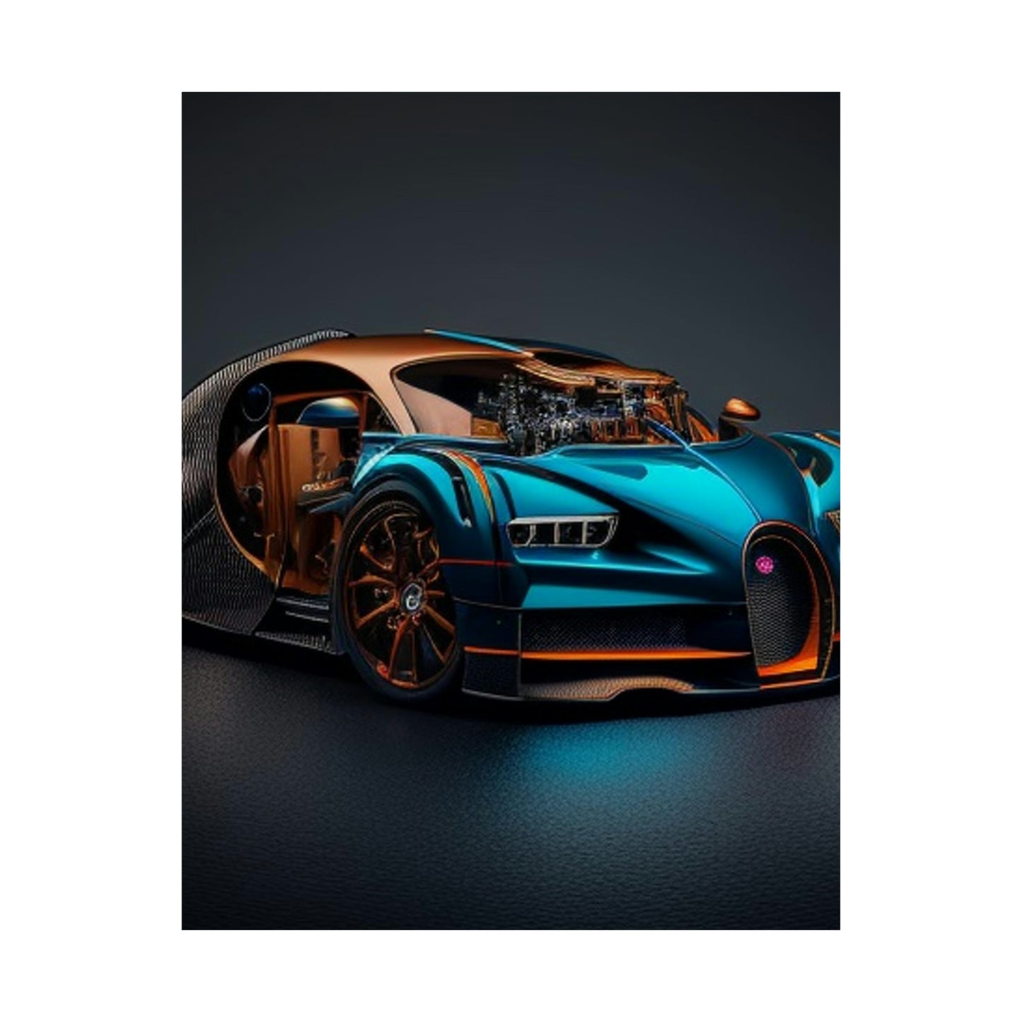 Premium Matte Vertical Posters Bugatti Blue 4