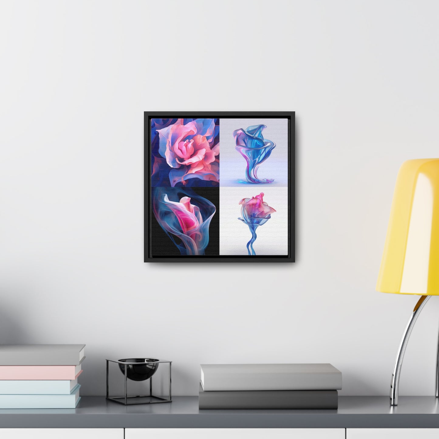 Gallery Canvas Wraps, Square Frame Pink & Blue Tulip Rose 5