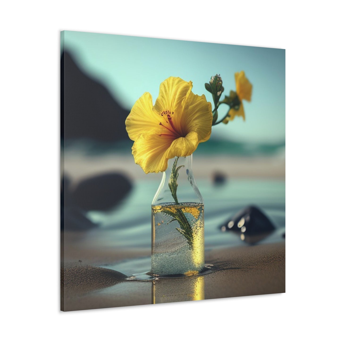 Canvas Gallery Wraps Yellow Hibiscus glass 3
