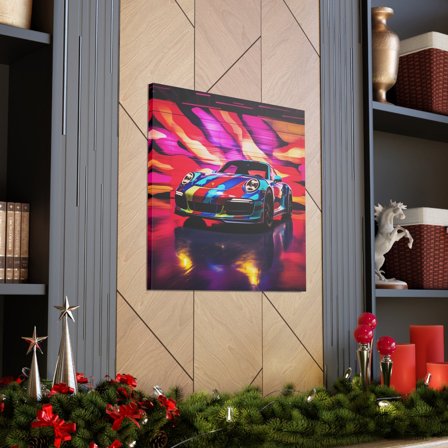 Canvas Gallery Wraps Macro American Flag Porsche 1