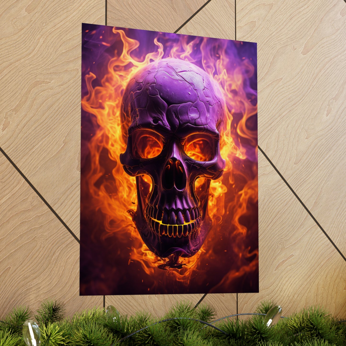 Premium Matte Vertical Posters Skull Flames 3