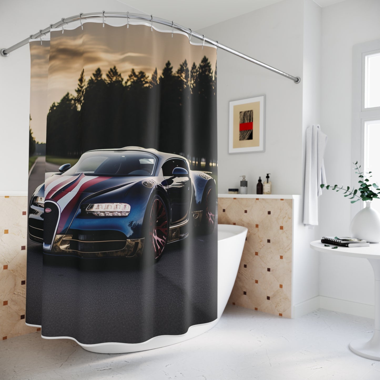 Polyester Shower Curtain Bugatti Flag American 1