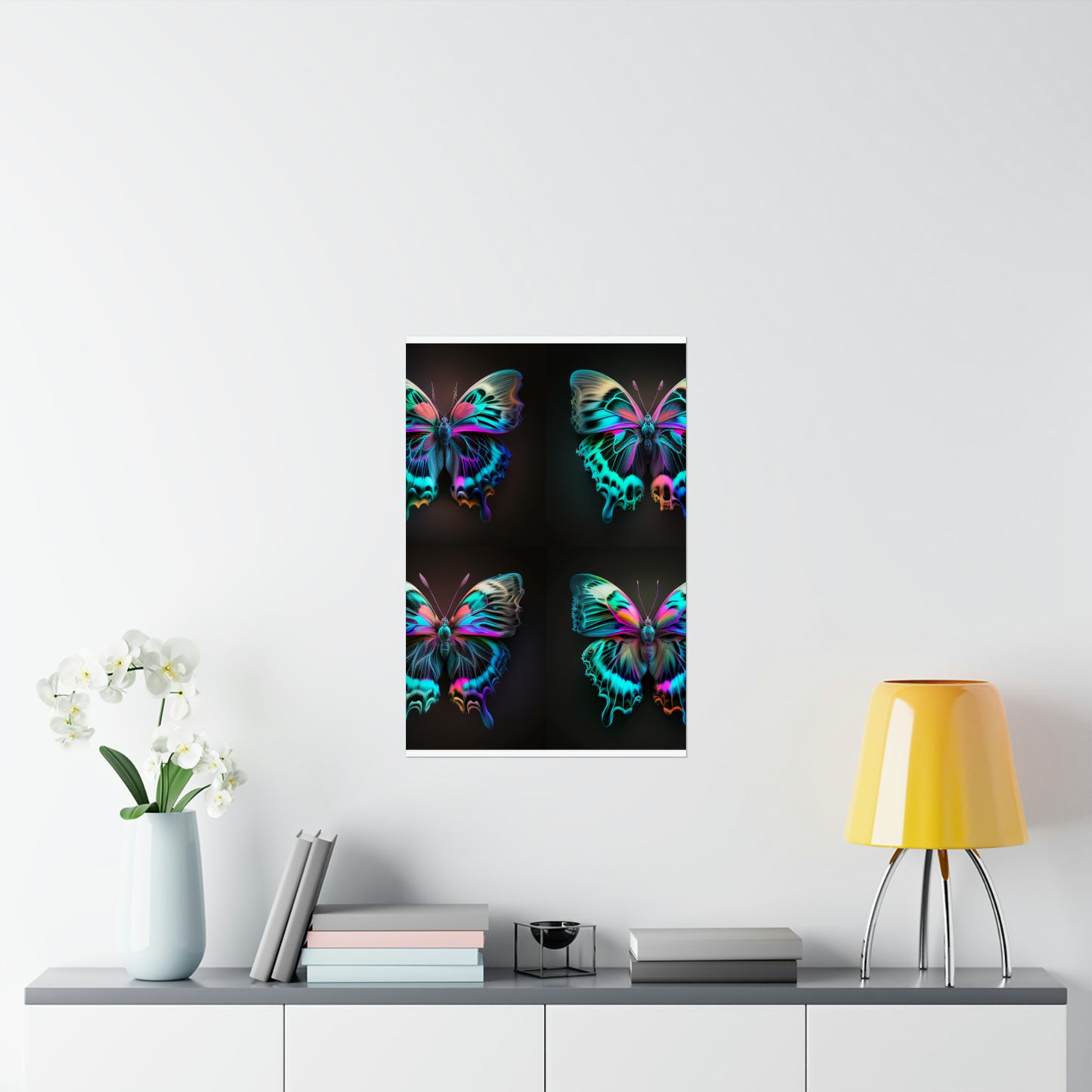 Premium Matte Vertical Posters Neon Butterfly Fusion 5