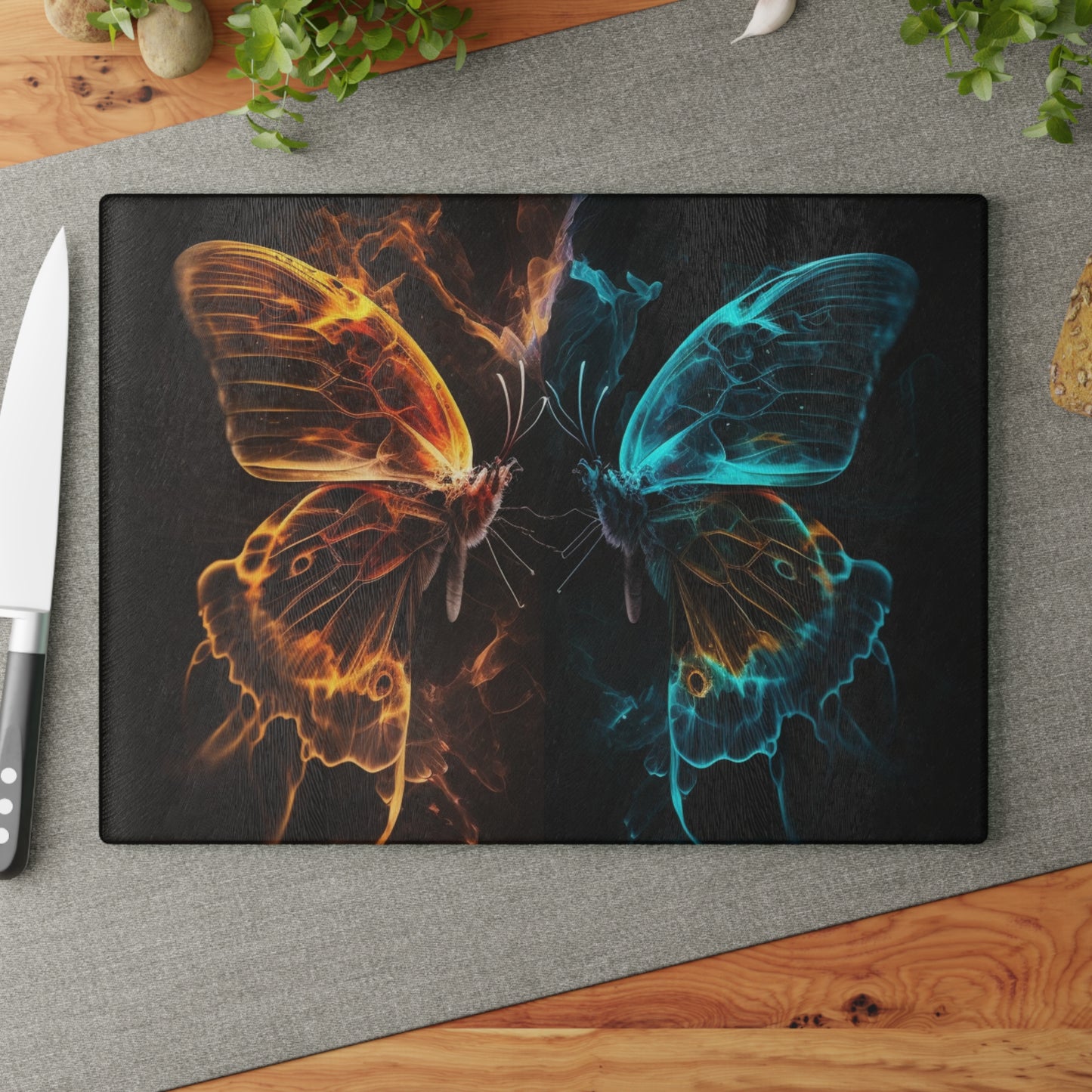 Glass Cutting Board Kiss Neon Butterfly 6