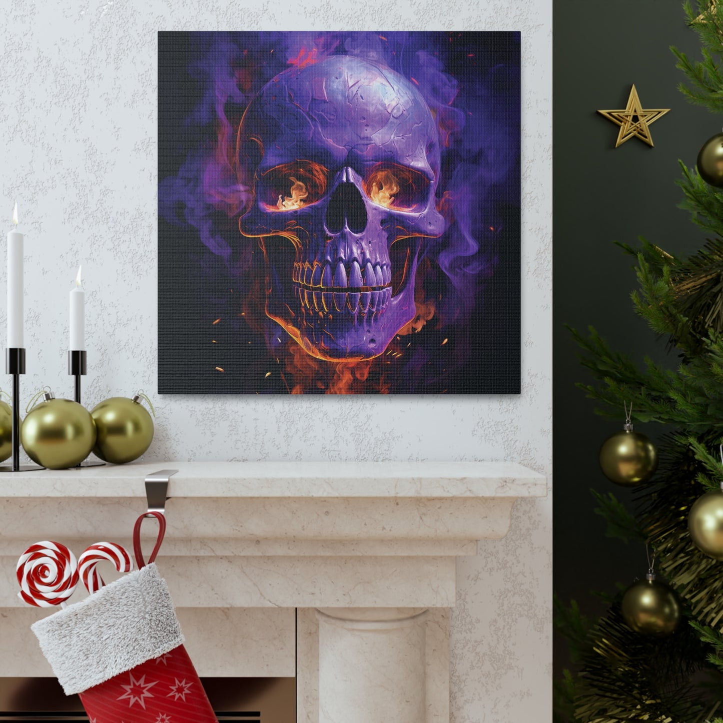 Canvas Gallery Wraps Skull Flames 1