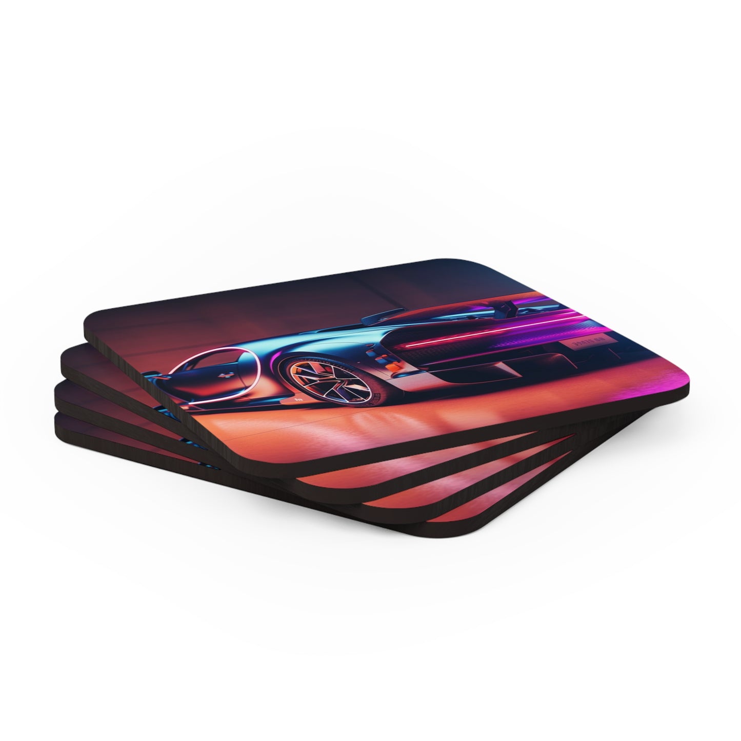 Corkwood Coaster Set Hyper Bugatti Neon Chiron 2