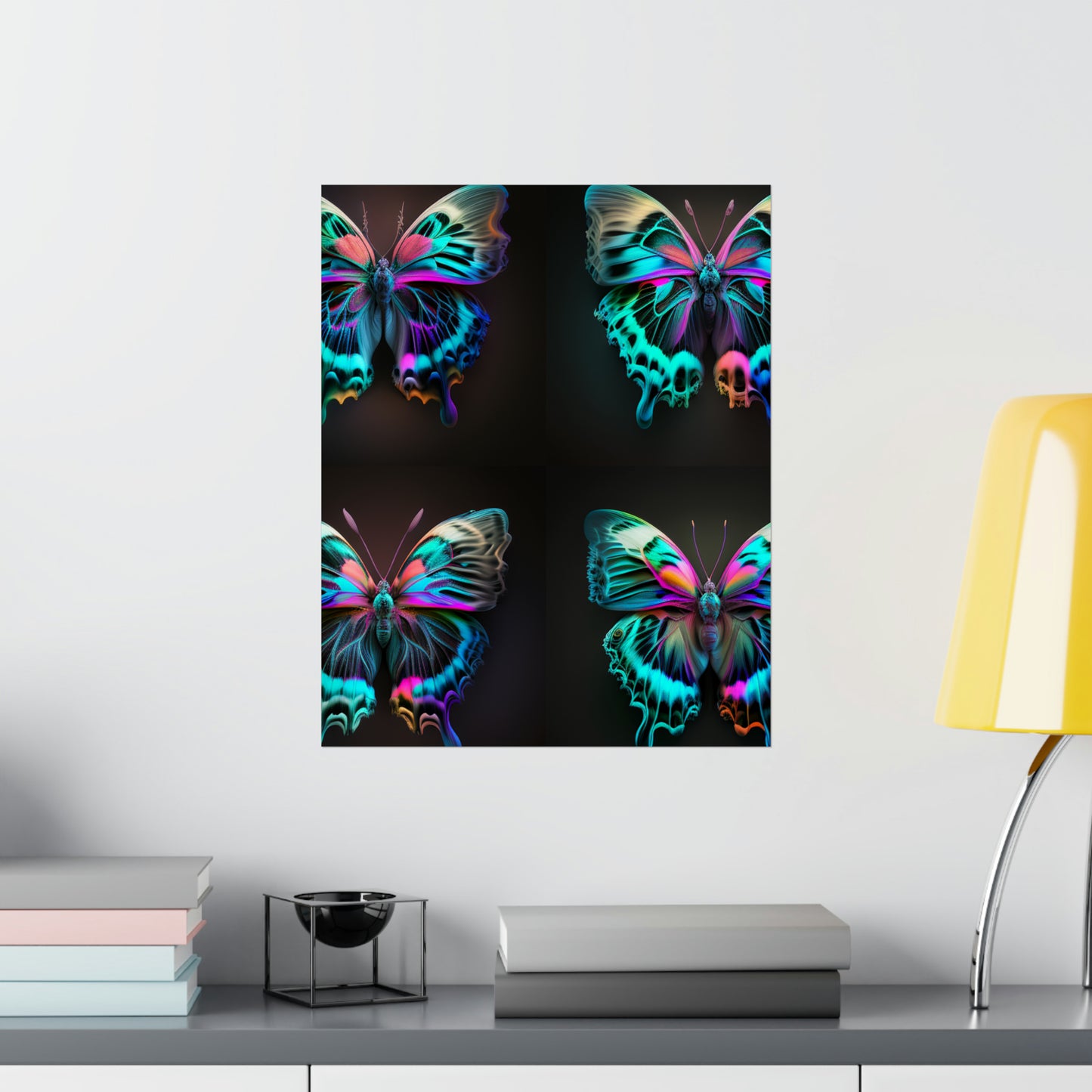 Premium Matte Vertical Posters Neon Butterfly Fusion 5