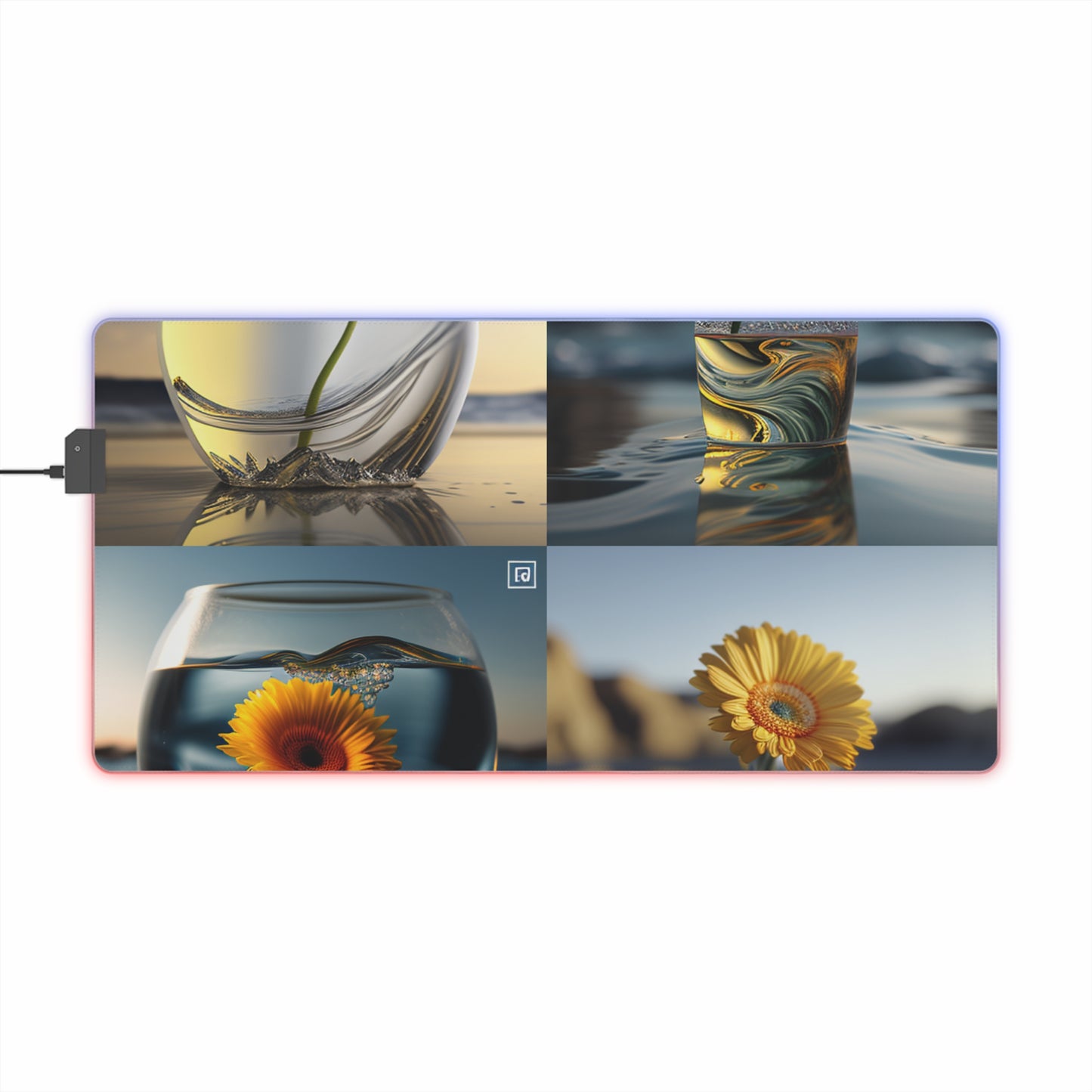 LED Gaming Mouse Pad yello Gerbera glass 5