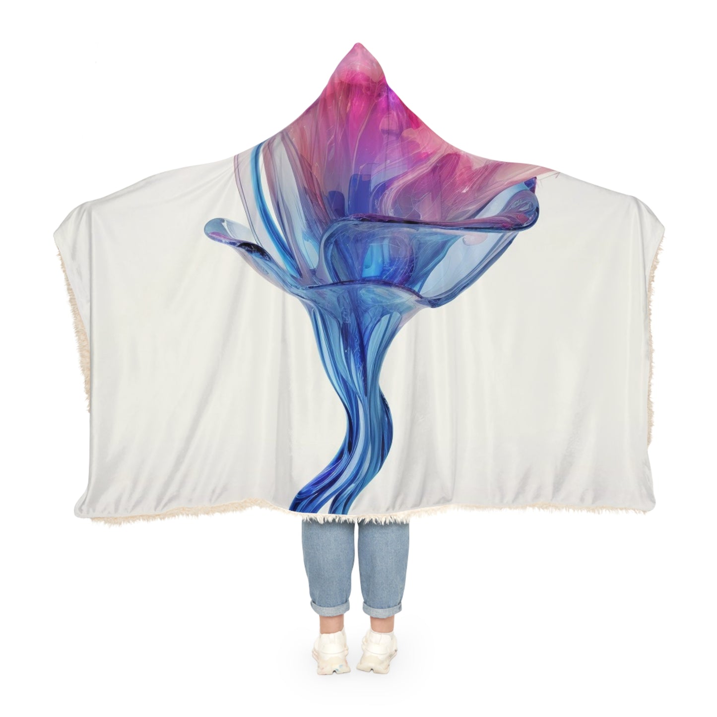 Snuggle Hooded Blanket Pink & Blue Tulip Rose 4