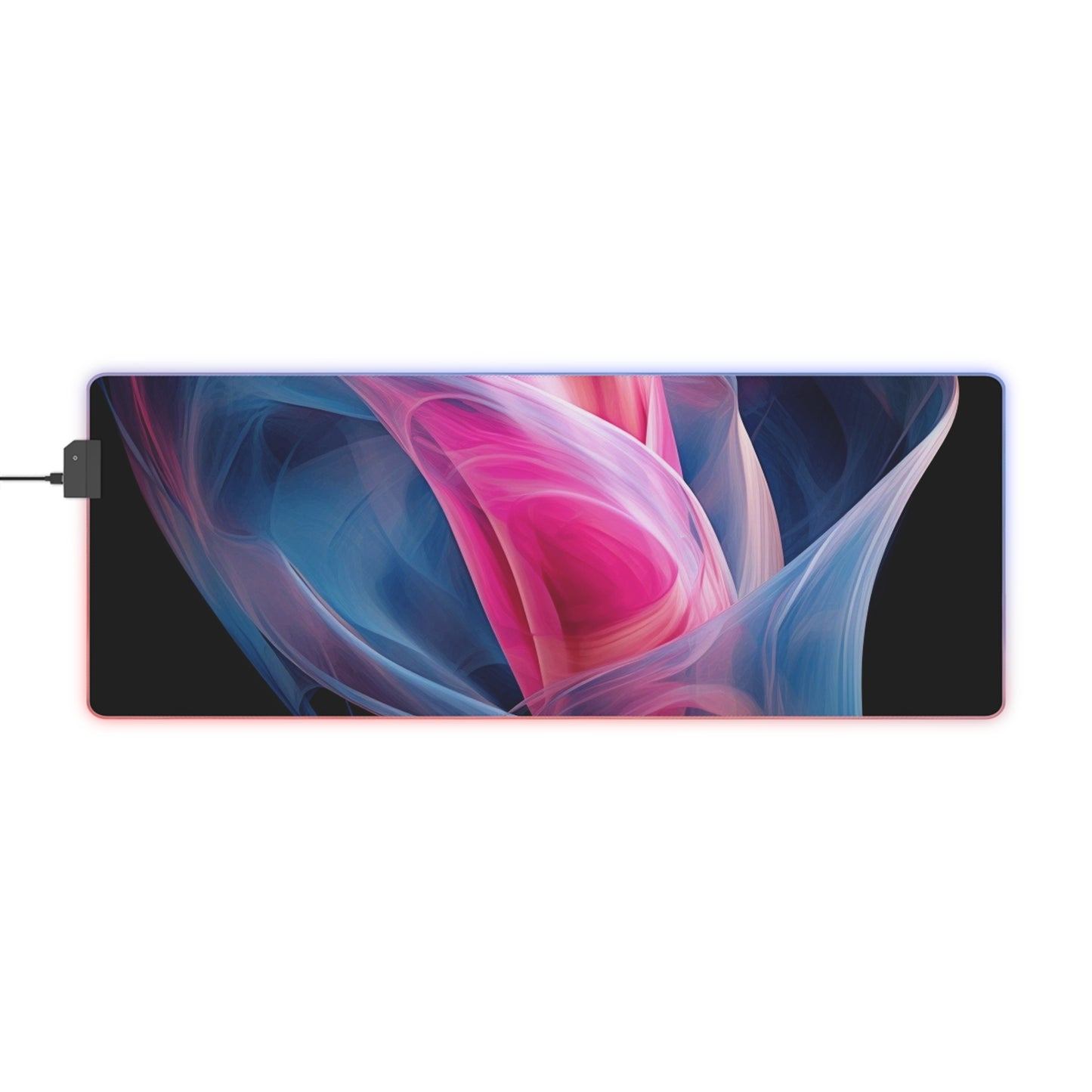 LED Gaming Mouse Pad Pink & Blue Tulip Rose 3